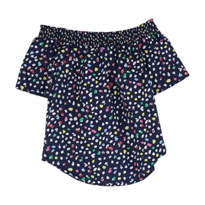 Navy Polka Dot Short Sleeve Blouse