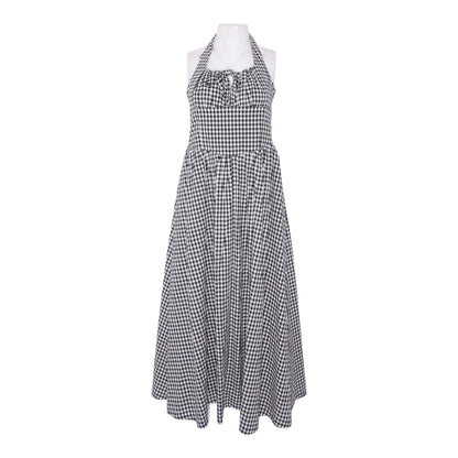 Black Check Midi Dress