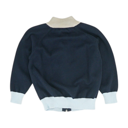 Navy Color Block Cardigan Sweater