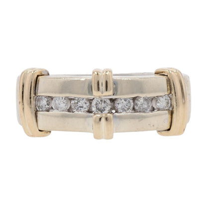 1/3 Ct 14K Two Tone Gold Channel Set Round Diamond Band