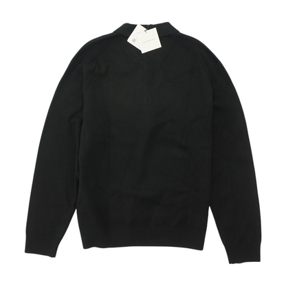 Black Solid Long Sleeve Polo