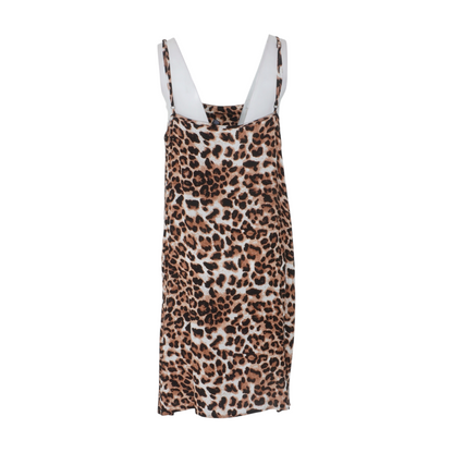 Beige Animal Print Midi Dress