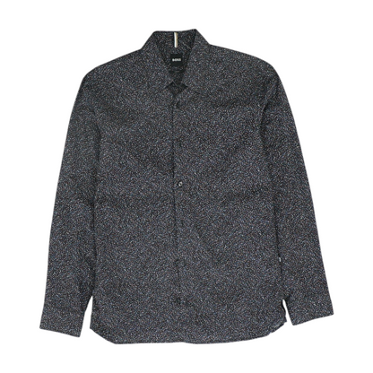 Black Print Long Sleeve Button Down
