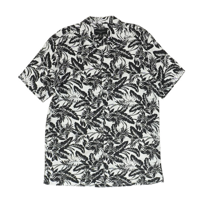 White Floral Short Sleeve Button Down