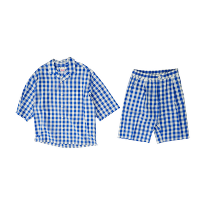 Blue Check Short Set