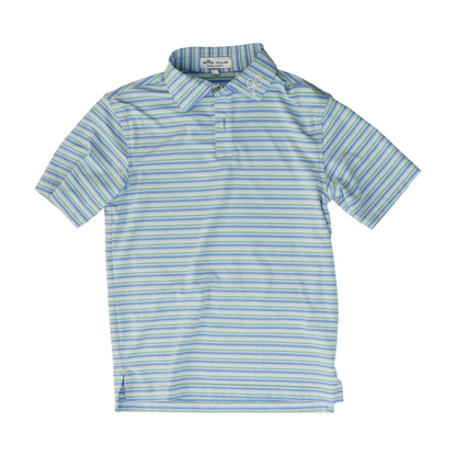 Blue Striped Short Sleeve Polo