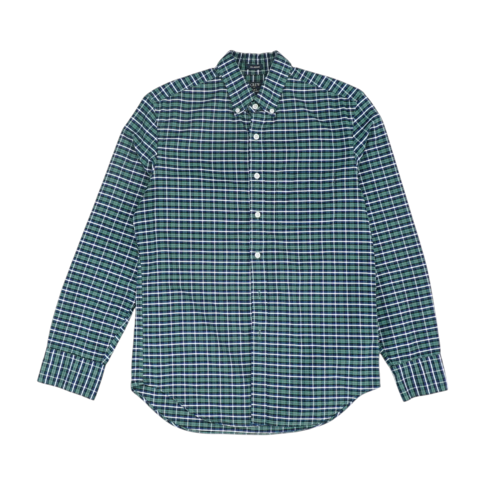 Green Plaid Long Sleeve Button Down