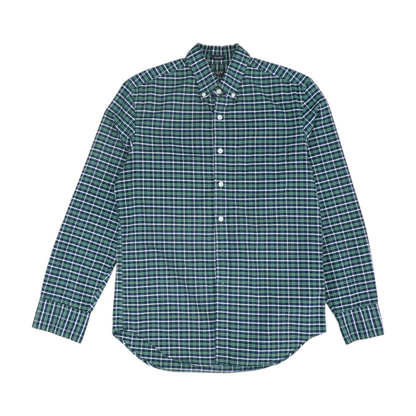 Green Plaid Long Sleeve Button Down