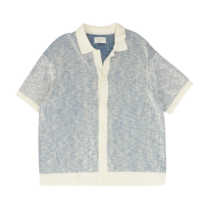 Blue Striped Short Sleeve Button Down