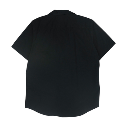 Black Solid Short Sleeve Button Down