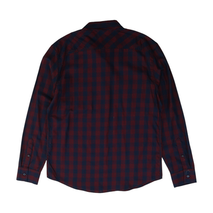 Burgundy Check Long Sleeve Button Down