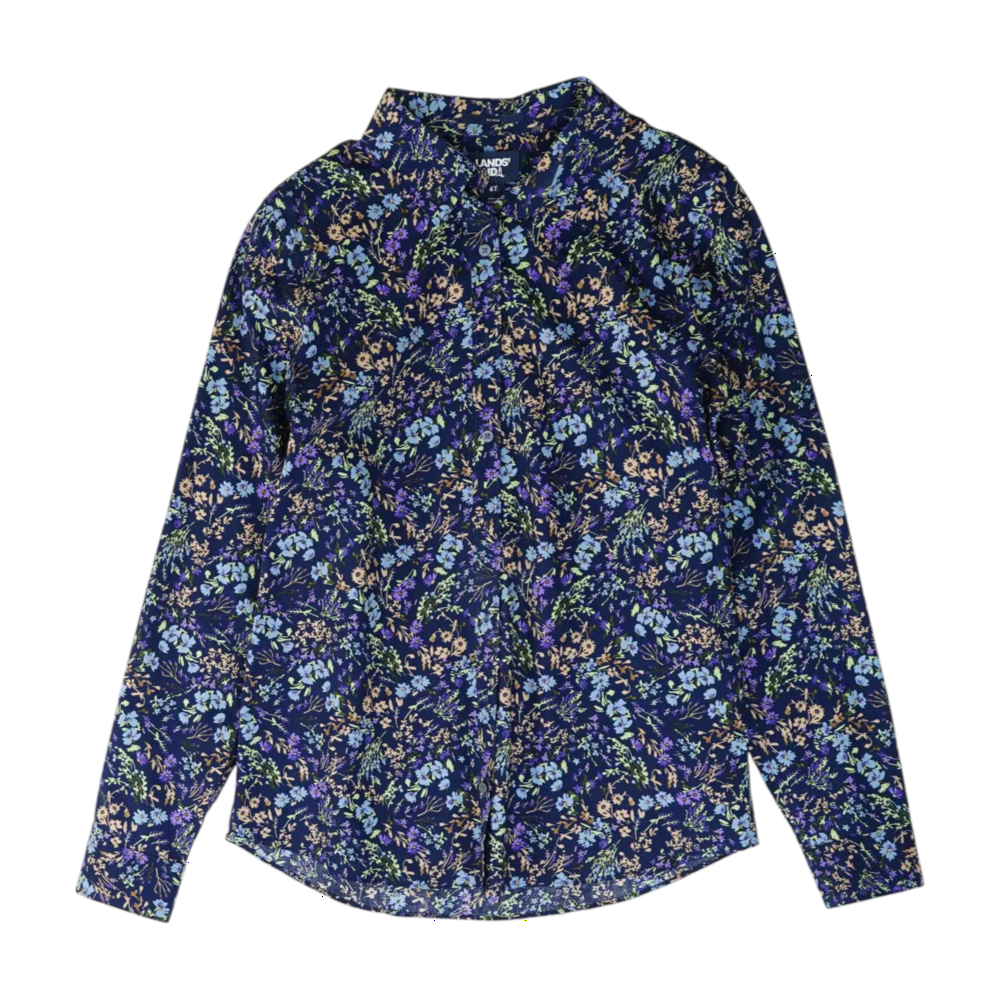 Navy Tall Floral Button Down