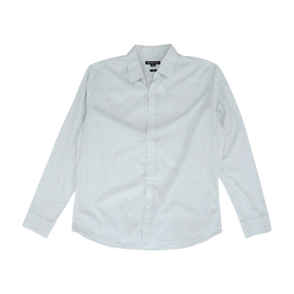 White Print Long Sleeve Button Down