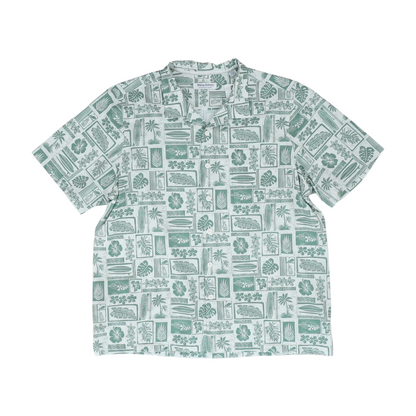 Green Graphic Short Sleeve Button Down