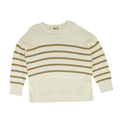 Beige Striped Pullover Sweater