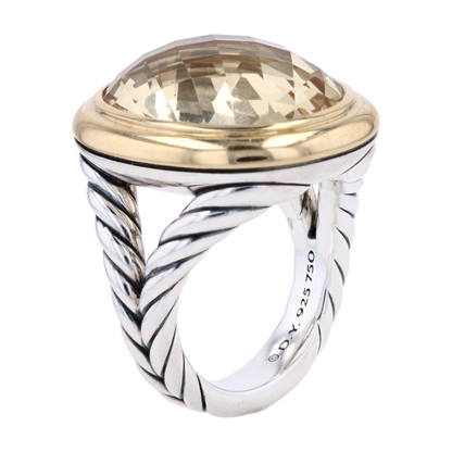 18K Sterling Silver Citrine Statement Ring