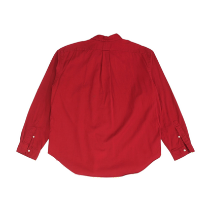 Red Solid Long Sleeve Button Down