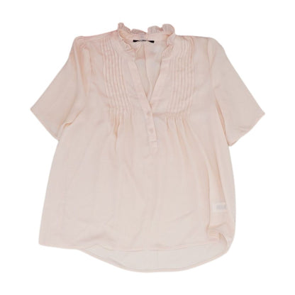 Pink Solid Short Sleeve Blouse