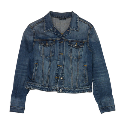 Blue Solid Denim Jacket