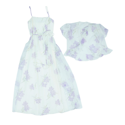 Vintage Purple Floral Midi Dress