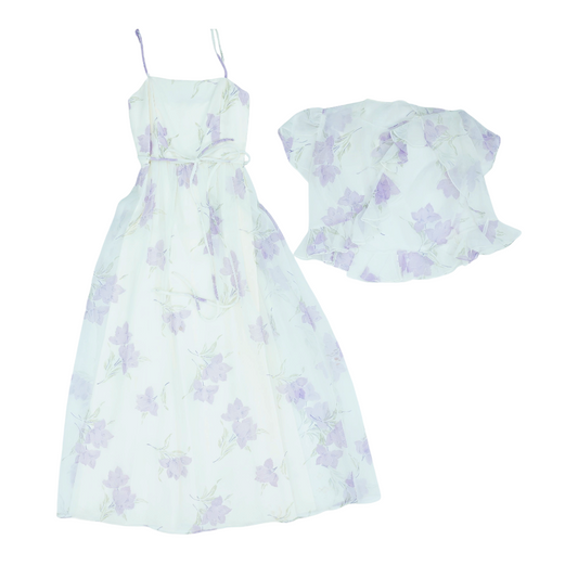 Vintage Purple Floral Midi Dress