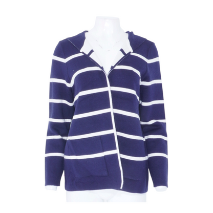 Navy Striped Cardigan Sweater