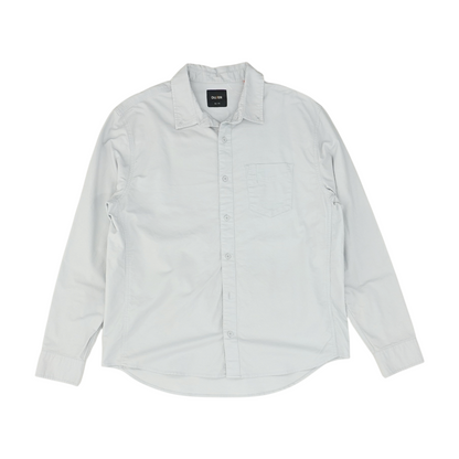 Blue Solid Long Sleeve Button Down