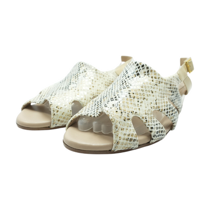 Cream Wedged Sandals