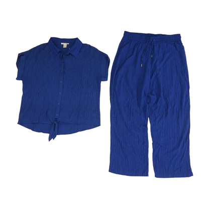 Blue Solid Pant Set