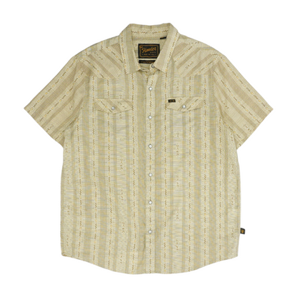 Tan Print Short Sleeve Button Down