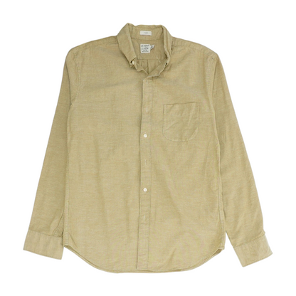 Tan Solid Long Sleeve Button Down
