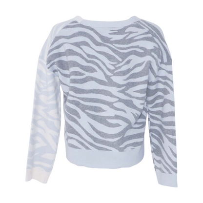 Blue Animal Print Cardigan Sweater
