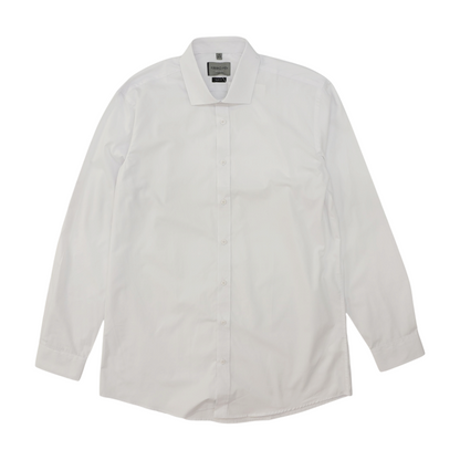 White Solid Long Sleeve Button Down