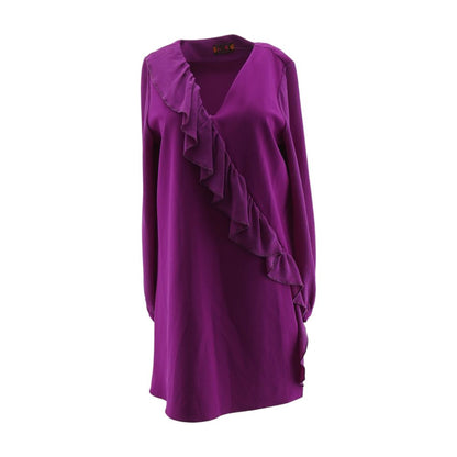 Purple Solid Midi Dress