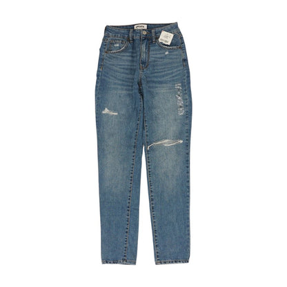 Blue Mid Rise Mom Jeans