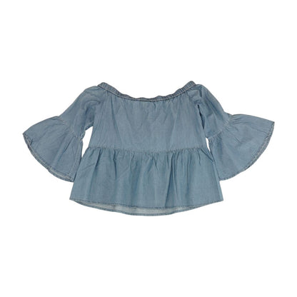 Blue Embroidery Detail 3/4 Sleeve Blouse