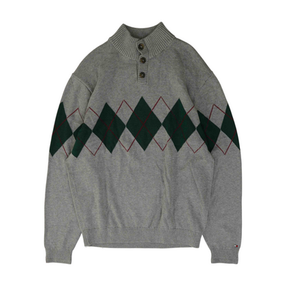 Gray Color Block Pullover Sweater