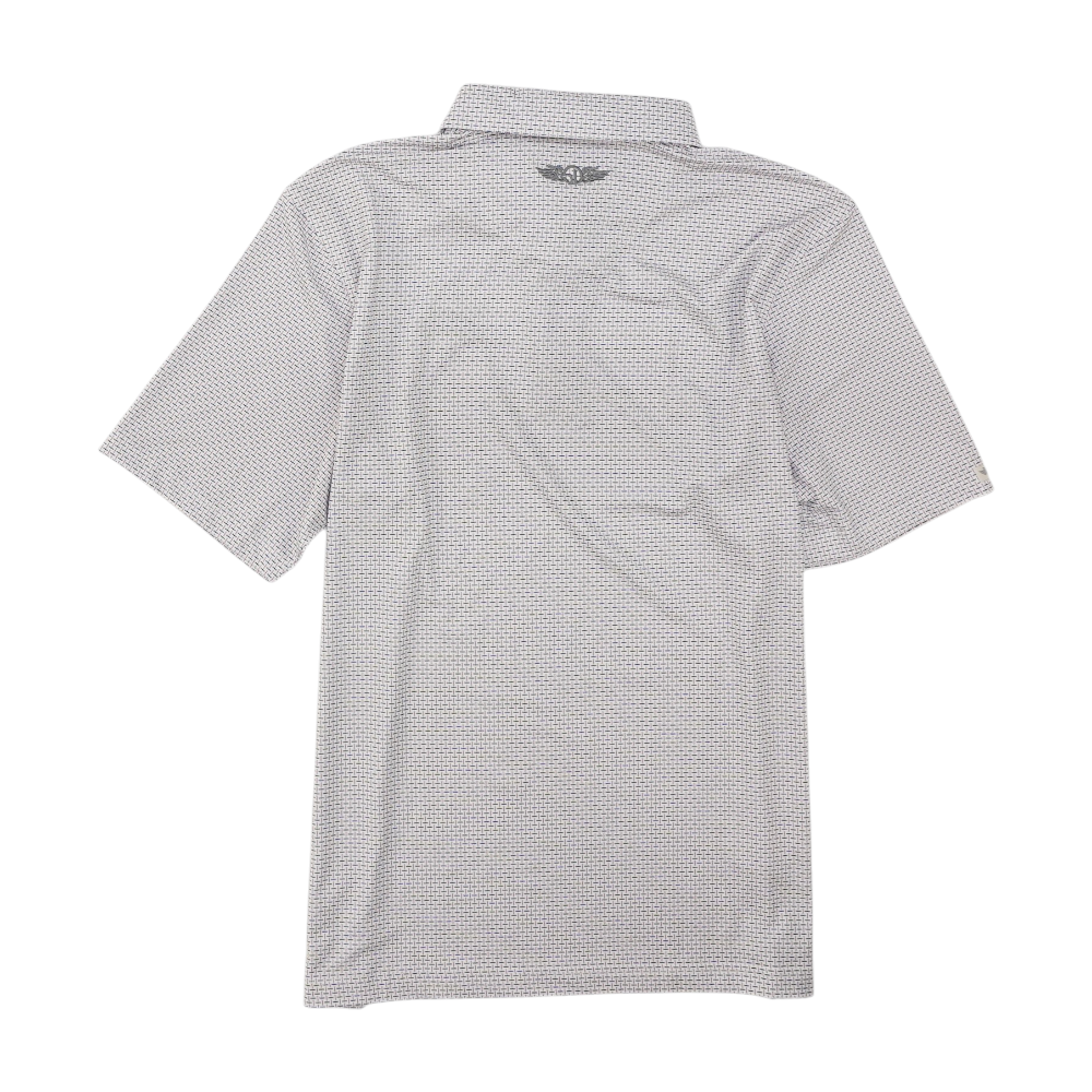 White Print Short Sleeve Polo