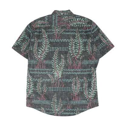 Black Print Short Sleeve Button Down