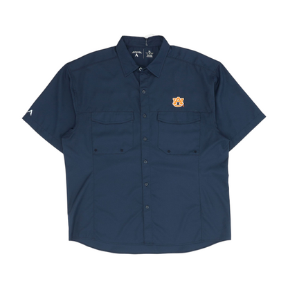 Navy Solid Short Sleeve Button Down