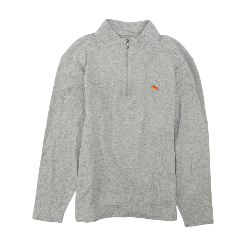 Gray Solid 1/4 Zip Pullover