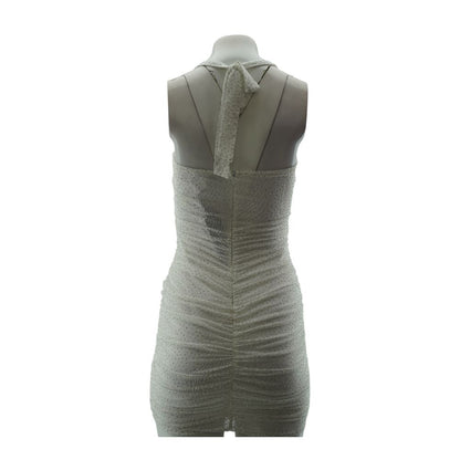 White Solid Midi Dress