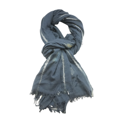 Navy Striped Polyester Scarf
