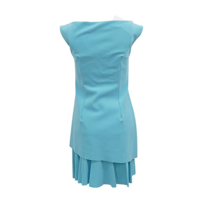 Blue Solid Midi Dress