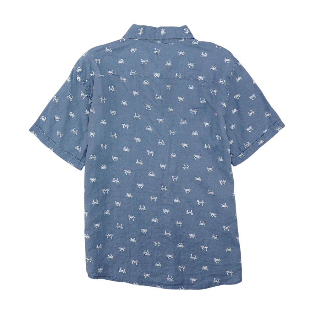 Blue Print Short Sleeve Button Down