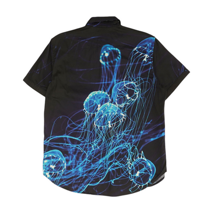 Navy Abstract Short Sleeve Button Down