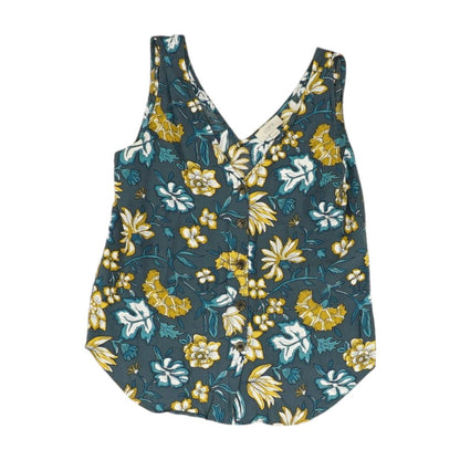 Blue Floral Sleeveless Blouse