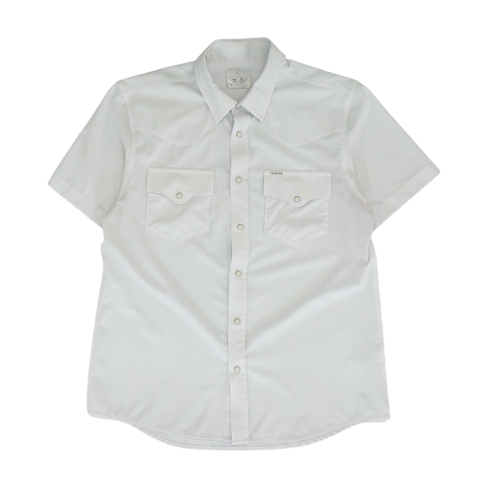 Gray Solid Short Sleeve Button Down