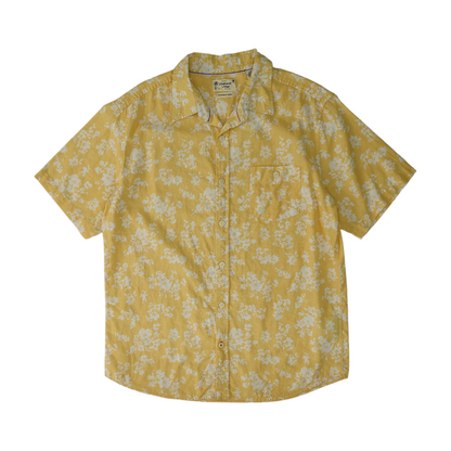 Yellow Print Short Sleeve Button Down