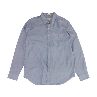 Blue Solid Long Sleeve Button Down